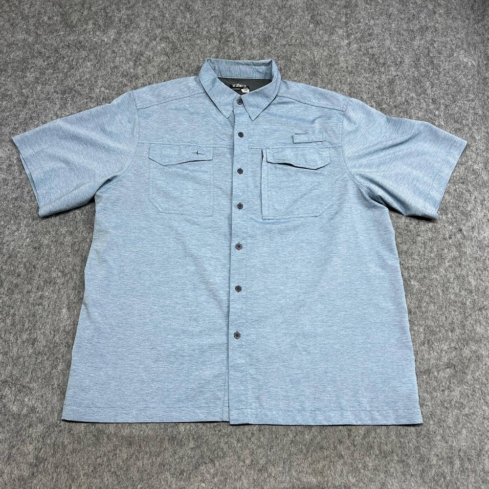 Habit Shirt Mens XL Blue Celestial Heather Short Sleeve Fishing Vented Outdoor